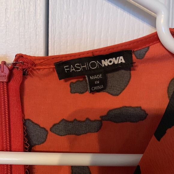 Animal Print Orange Satin Dress - Picture 3 of 8